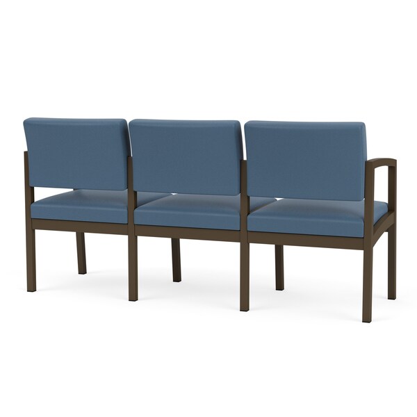 Lenox Steel 3 Seat Tandem Seating Metal Frame No Center Arms, Bronze, MD Titan Upholstery